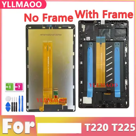 New T220 T225 Screen With Frame For Tab A7 Lite 2021 SM-T220 SM-T225 LCD Display Touch Glass Panel Repair Full Assembly