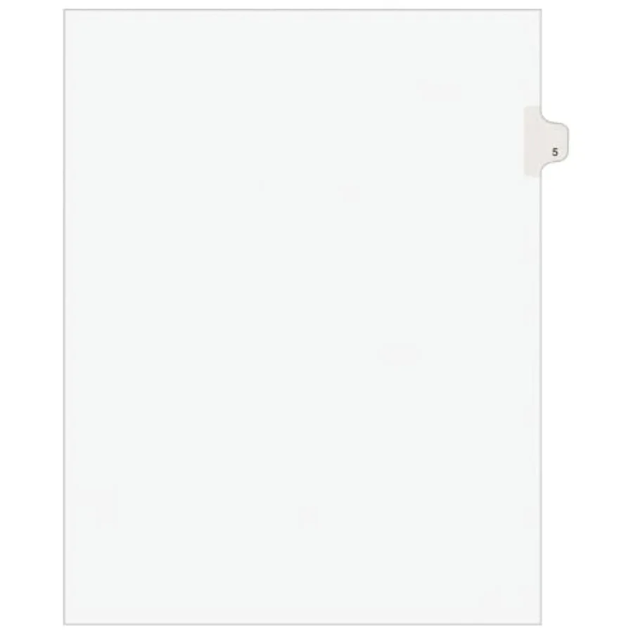 Individual Legal Exhibit Dividers, Style, 5, Side Tab, 8.5 x 11 inches, Pack of 25 11915
Individual Legal Exhibit Dividers, Style, 5, Side Tab, 8.5 x 11 inches, Pack of 25 11915