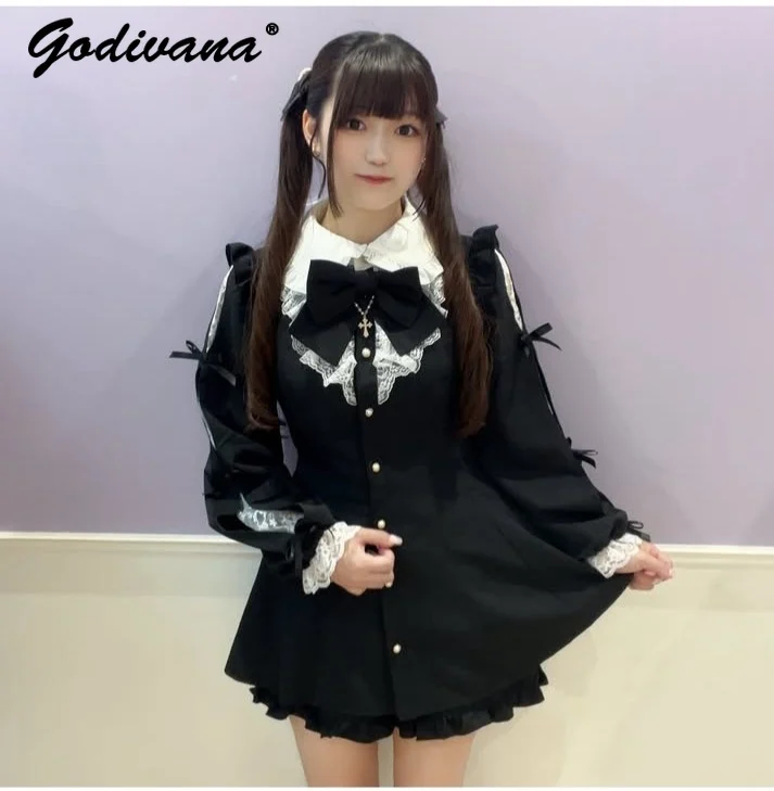 2025 Autumn SC Cross Long Sleeve Shirt Dress and Shorts Set Girl Women's Mass-Produced Lace Patchwork Lace-Up 2 Piece Outfits
2025 Autumn SC Cross Long Sleeve Shirt Dress and Shorts Set Girl Women's Mass-Produced Lace Patchwork Lace-Up 2 Piece Outfits