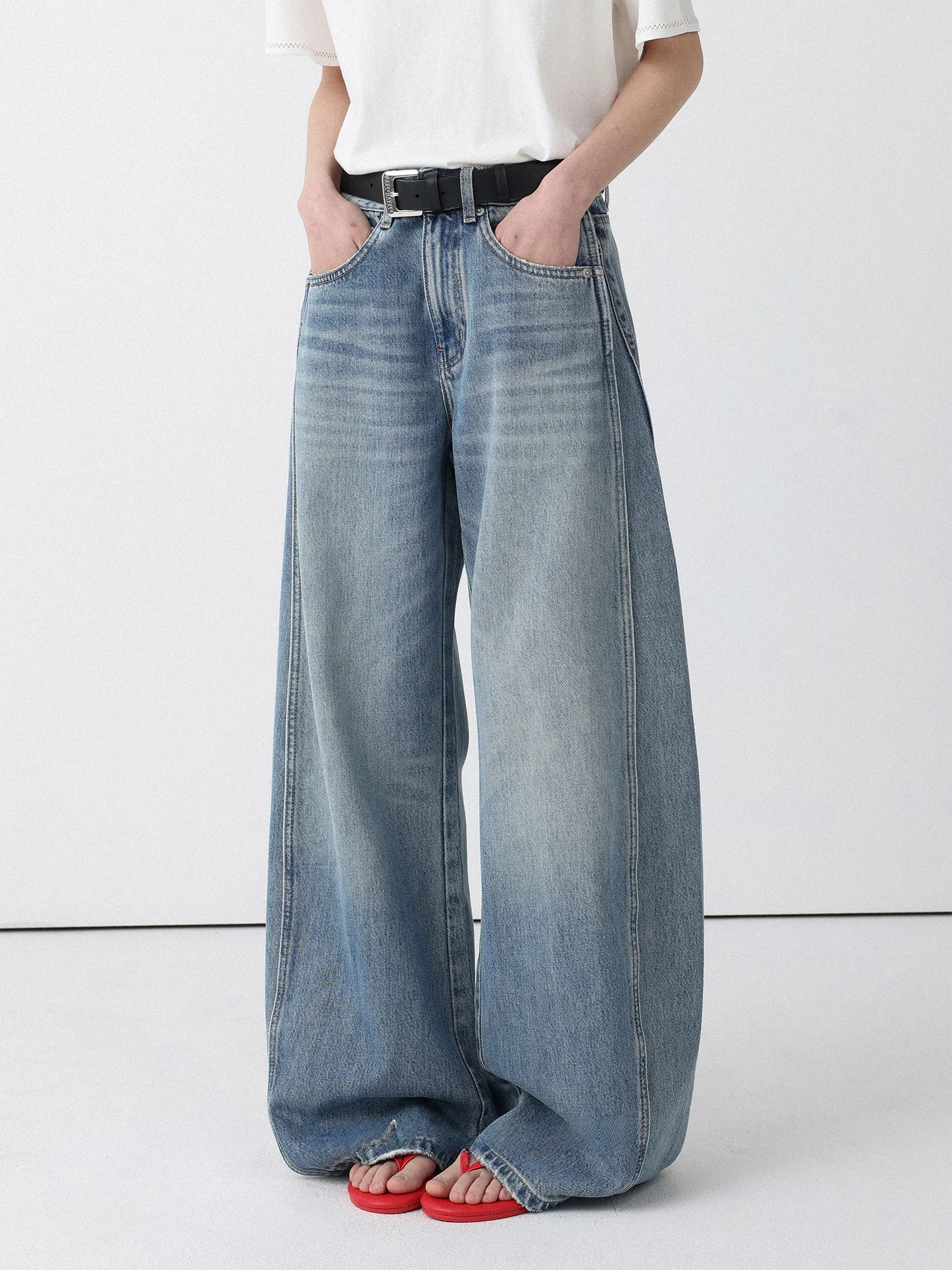 Low-Calorie High-Waist Wide-Leg Denim Jeans Casual Patchwork Seams Ocean Dream Low-Calorie Ladies' Spring Fashion
Low-Calorie High-Waist Wide-Leg Denim Jeans Casual Patchwork Seams Ocean Dream Low-Calorie Ladies' Spring Fashion