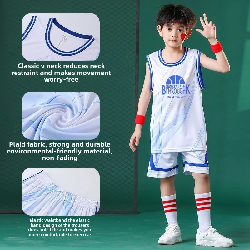 Quick-Drying Boys girls Clothes Kids Basketball Uniform Two-Piece Set Loose Children Solid Basketball Print Tops Shorts Mesh
Quick-Drying Boys girls Clothes Kids Basketball Uniform Two-Piece Set Loose Children Solid Basketball Print Tops Shorts Mesh