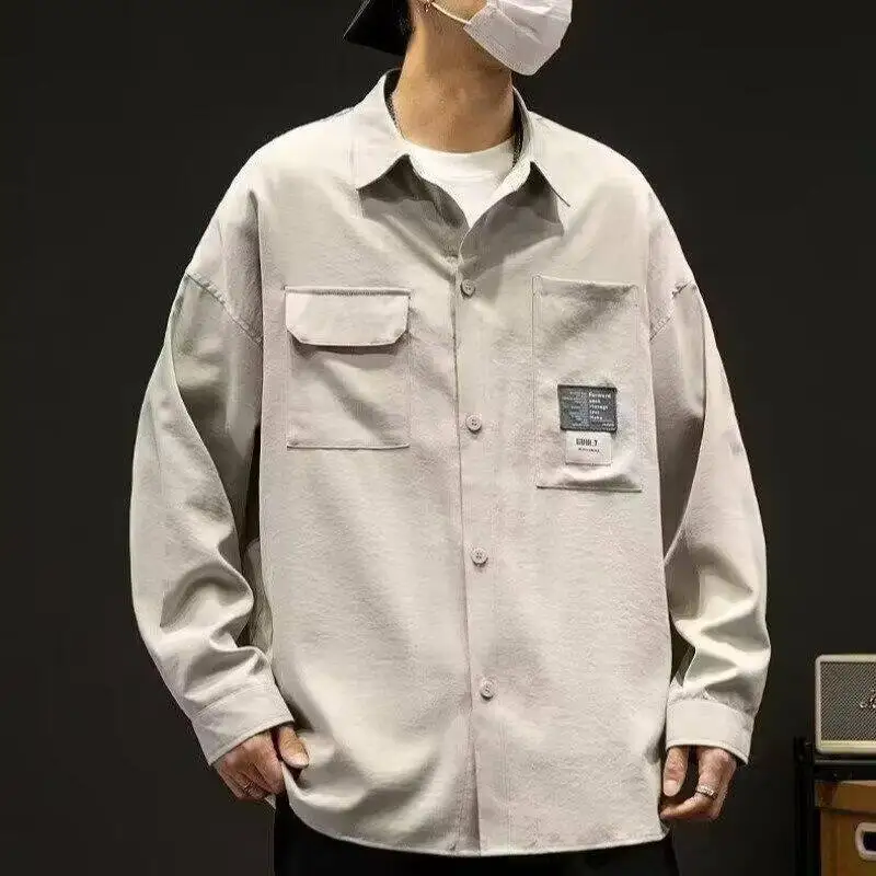 Loose Long Sleeve Men's Shirt Hong Kong Style Casual Workwear Summer Trendy Brand Spring Autumn Model PU Leather Citywalk
Loose Long Sleeve Men's Shirt Hong Kong Style Casual Workwear Summer Trendy Brand Spring Autumn Model PU Leather Citywalk