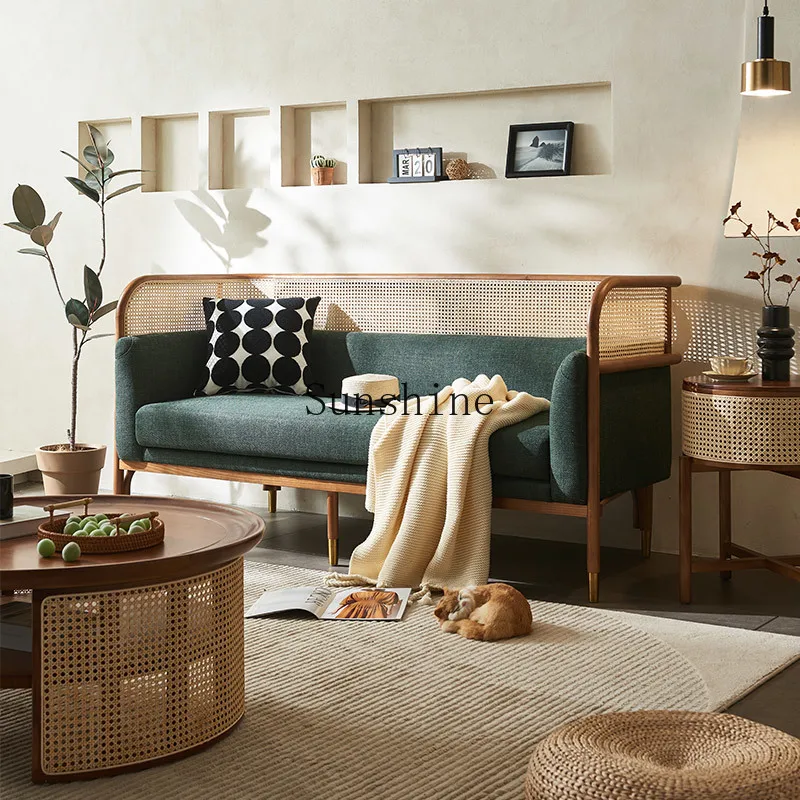 Medieval solid wood rattan sofa three-person coffee table combination small apartment
Medieval solid wood rattan sofa three-person coffee table combination small apartment