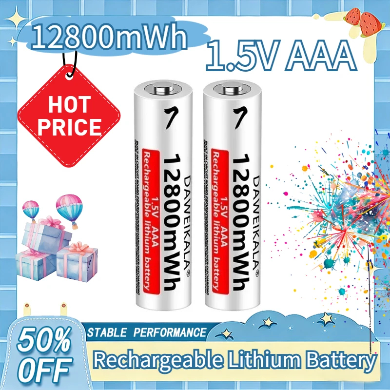 AAA 12800mWh 1.5V Li-Ion Rechargeable Battery AAA Lithium Batteries Wholesale For Mouse Flashlight Fan Game Machine
AAA 12800mWh 1.5V Li-Ion Rechargeable Battery AAA Lithium Batteries Wholesale For Mouse Flashlight Fan Game Machine