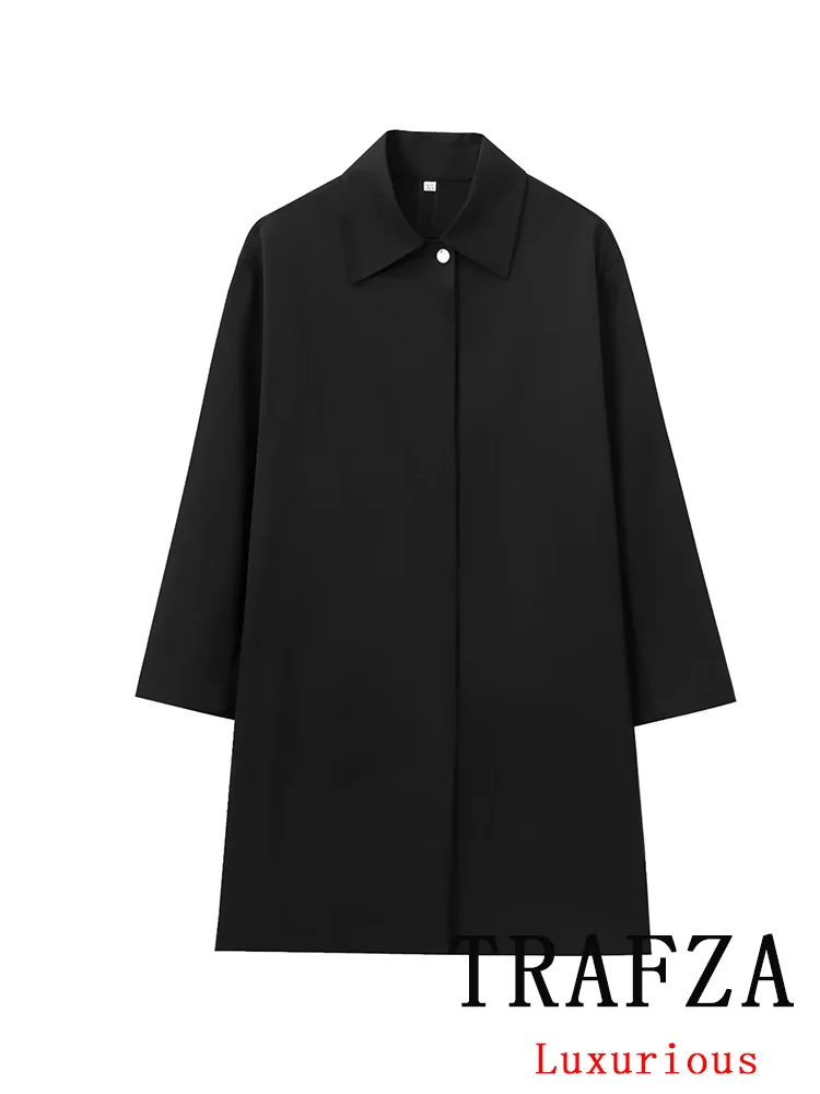 TRAFZA винтажные повседневные шикарные женские куртки черные однотонные длинные пальто на молнии с отложным воротником на пуговицах модное пальто 2024 осень-зима
TRAFZA винтажные повседневные шикарные женские куртки черные однотонные длинные пальто на молнии с отложным воротником на пуговицах модное пальто 2024 осень-зима