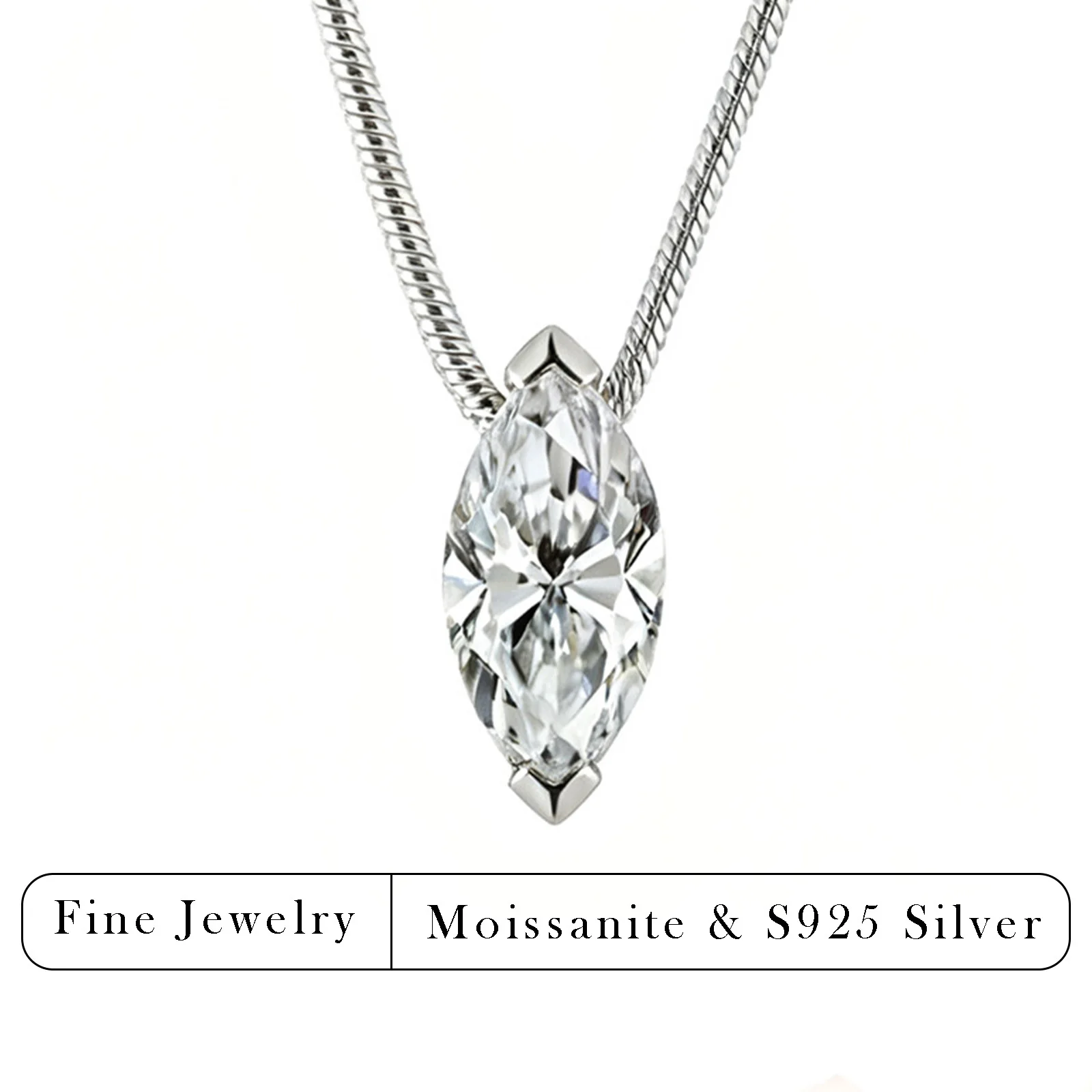1ctw Marquise Cut Moissanite Pendant Necklace Gold Plated S925 Silver Solitaire Necklace for Women Fine Jewelry Gift
1ctw Marquise Cut Moissanite Pendant Necklace Gold Plated S925 Silver Solitaire Necklace for Women Fine Jewelry Gift