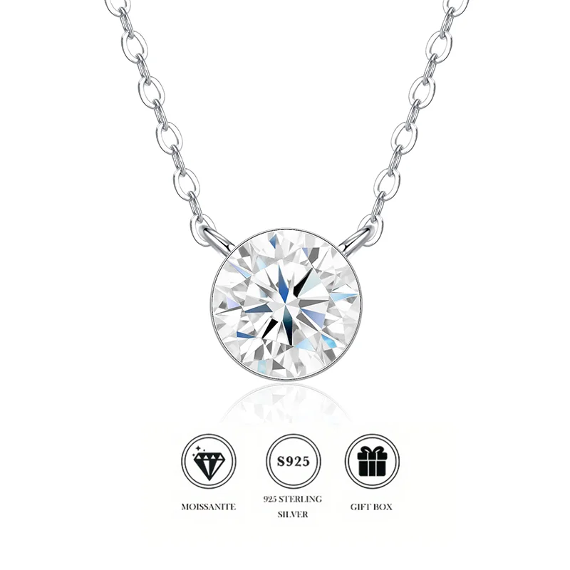 Classic Solitaire Moissanite Pendant Necklace, 925 Sterling Silver Round Cut Dangle Necklace, Perfect for Wedding/Anniversary/Gi
Classic Solitaire Moissanite Pendant Necklace, 925 Sterling Silver Round Cut Dangle Necklace, Perfect for Wedding/Anniversary/Gi