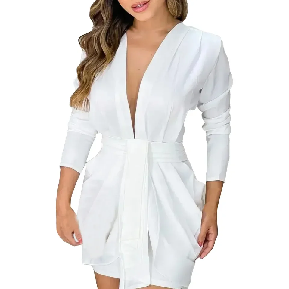 Women's Sexy Party Dress Deep V Neck Long Sleeve Ruffle Waist in Short Bud Dresses Casual Solid Color Elegant Evening Dress
Women's Sexy Party Dress Deep V Neck Long Sleeve Ruffle Waist in Short Bud Dresses Casual Solid Color Elegant Evening Dress