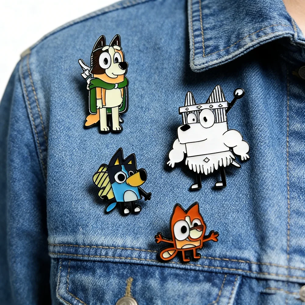 4pcs Bluey Bingo Cartoon Enamel Pins Set Creative Handsome Cattle Dog Brooches Metal Badges for Clothing Accessories
4pcs Bluey Bingo Cartoon Enamel Pins Set Creative Handsome Cattle Dog Brooches Metal Badges for Clothing Accessories