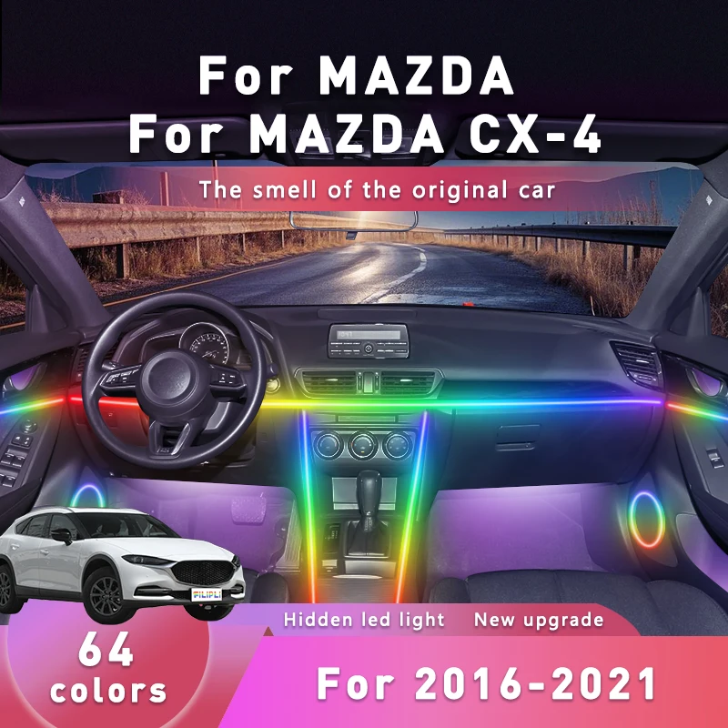 Для MAZDA CX-4 для 2021, салон автомобиля, окружающее освещение, управление через приложение, киберпанк, автомобильное окружающее освещение, простая установка, внутренняя световая полоса автомобиля
Для MAZDA CX-4 для 2021, салон автомобиля, окружающее освещение, управление через приложение, киберпанк, автомобильное окружающее освещение, простая установка, внутренняя световая полоса автомобиля