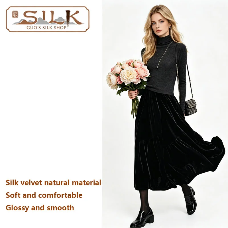 Luxury 100% Silk Velvet Ladies' Half-Dress High-Waist Wide Hem Long Dress Loose and Comfortable Casual High-End Women's Clothing
Luxury 100% Silk Velvet Ladies' Half-Dress High-Waist Wide Hem Long Dress Loose and Comfortable Casual High-End Women's Clothing
