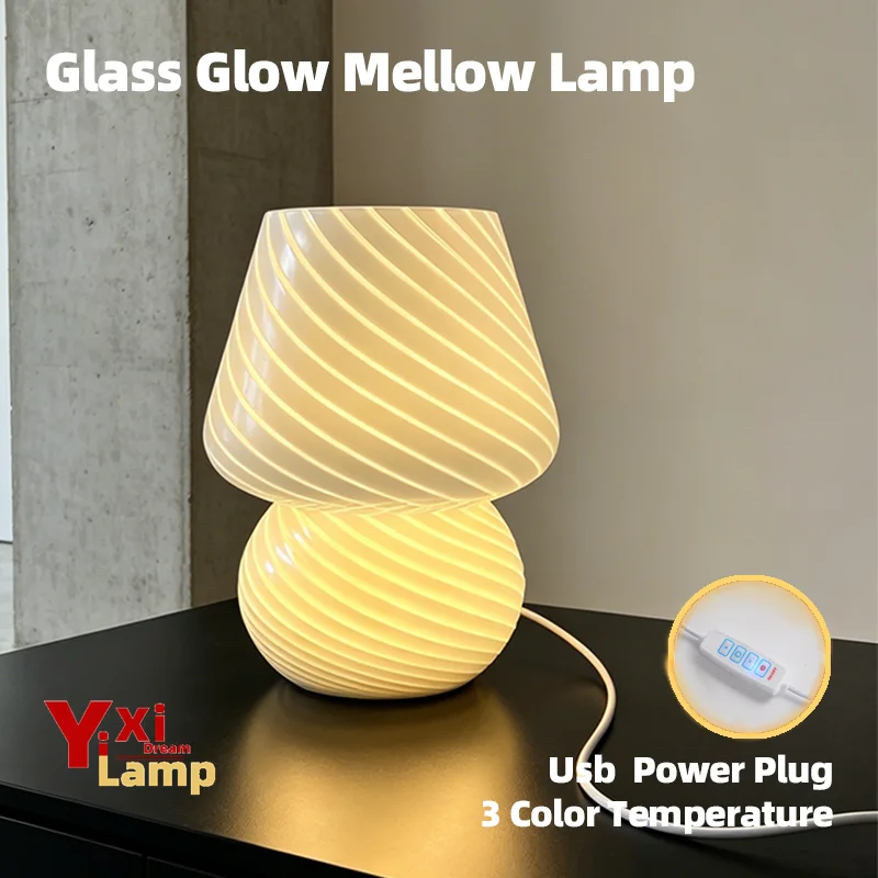 Murano Glass Vintage Mushroom Table Lamp, Plug-in LED Desk Bedside Light for Bedroom Living Room Home Decor
Murano Glass Vintage Mushroom Table Lamp, Plug-in LED Desk Bedside Light for Bedroom Living Room Home Decor