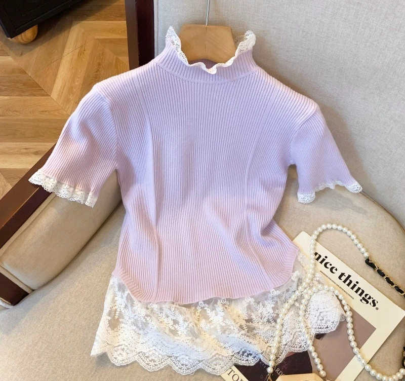 Stylish Beautiful Knitted Short Sleeve Women's 2026 Summer New Soft Lazy Style Age-Reducing Lace Top
Stylish Beautiful Knitted Short Sleeve Women's 2026 Summer New Soft Lazy Style Age-Reducing Lace Top