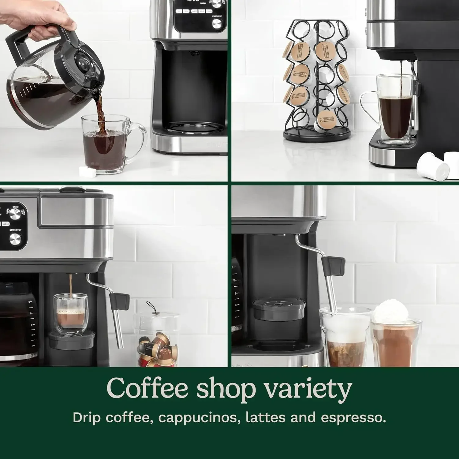 Cuisinart Coffeemaker, Coffee Center Barista Bar 4-In-1 Coffee Machine, Single-Serve Coffee, Espresso & Nespresso Capsule
Cuisinart Coffeemaker, Coffee Center Barista Bar 4-In-1 Coffee Machine, Single-Serve Coffee, Espresso & Nespresso Capsule