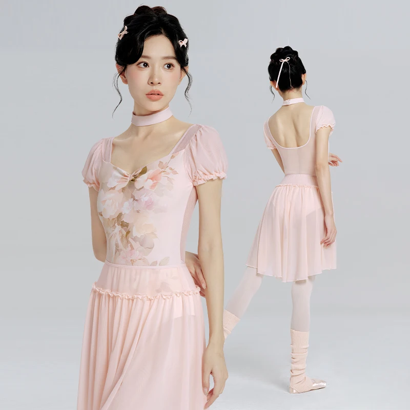 Woman Ballet Leotards Printed Dance Leotard Bud Sleeve Ballet Bodysuits Elegant Mesh Splice Gymnastics Leotard
Woman Ballet Leotards Printed Dance Leotard Bud Sleeve Ballet Bodysuits Elegant Mesh Splice Gymnastics Leotard