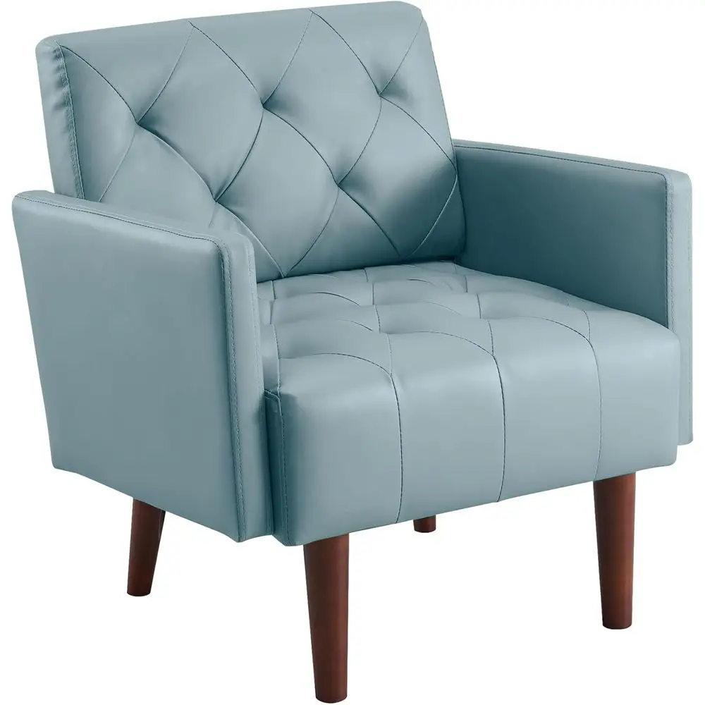 Sky Blue Upholstered Accent Chair with Button-Tufted Back and Wooden Legs for Living Room or Bedroom
Sky Blue Upholstered Accent Chair with Button-Tufted Back and Wooden Legs for Living Room or Bedroom