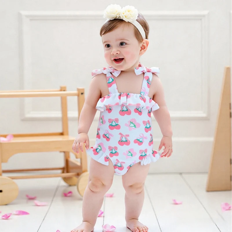 Toddler Girls Swimsuit Romper Cherry Print Tie-Up Shoulder Straps Ruffles Beachwear Sleeveless Summer Beach Bathing Suit
Toddler Girls Swimsuit Romper Cherry Print Tie-Up Shoulder Straps Ruffles Beachwear Sleeveless Summer Beach Bathing Suit