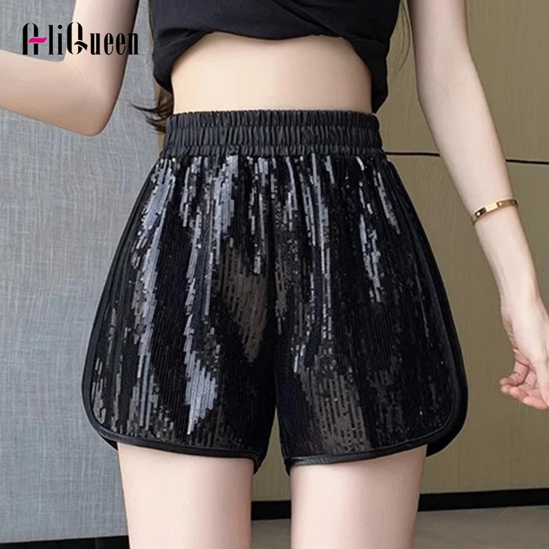 Korean Fashion Summer Women Black Sexy Wide Leg Sequins Shorts Female Retro Casual Loose Elastic Waist Shiny Shorts Streetwear
Korean Fashion Summer Women Black Sexy Wide Leg Sequins Shorts Female Retro Casual Loose Elastic Waist Shiny Shorts Streetwear