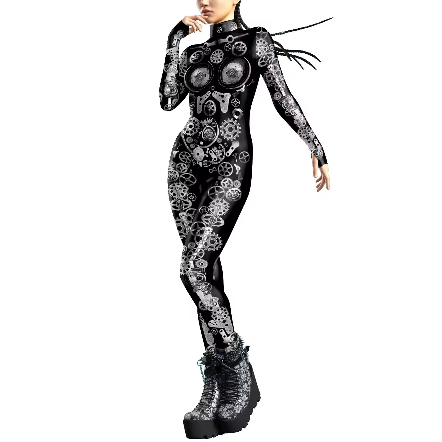 Halloween Vintage Floral Pattern Bodysuit Women Party Costume Festival jumpsuit Front Zipper Bodysuit Set with Thumb Sleeves
Halloween Vintage Floral Pattern Bodysuit Women Party Costume Festival jumpsuit Front Zipper Bodysuit Set with Thumb Sleeves