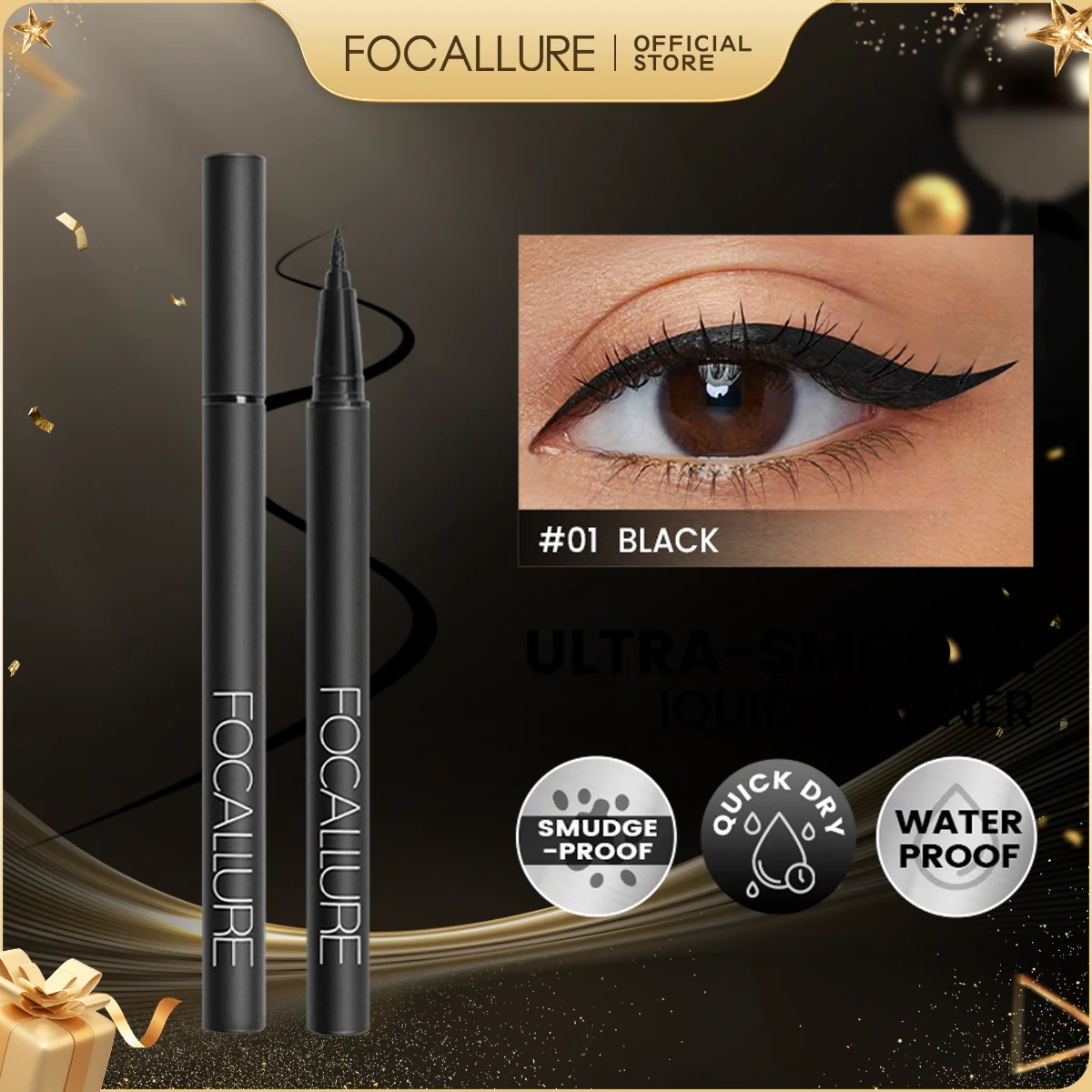 FOCALLURE Professional Black Liquid Eyeliner Long-lasting Waterproof Quick-dry Eye Liner Pencil Pen Makeup Beauty Cosmetics Tool
FOCALLURE Professional Black Liquid Eyeliner Long-lasting Waterproof Quick-dry Eye Liner Pencil Pen Makeup Beauty Cosmetics Tool