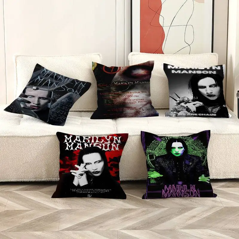 Singer Marilyn Manson Personalized picture text home decorative pillows Household Gifts 45x45cm
Singer Marilyn Manson Personalized picture text home decorative pillows Household Gifts 45x45cm