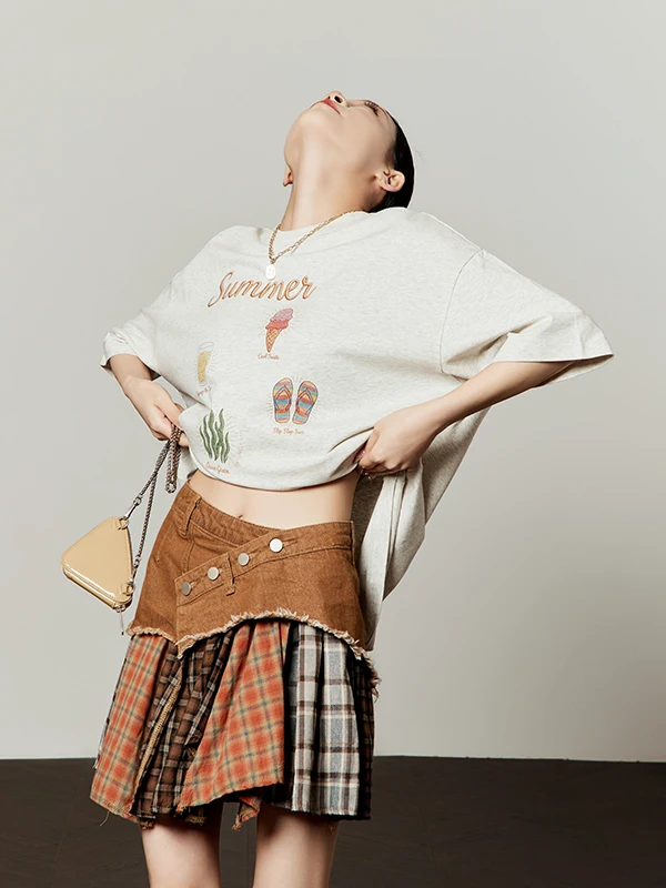 High Waist Denim Skirt Women's Spring Summer Fashion Design Splicing Print Asymmetrical Standard Fit Half Body Skirt
High Waist Denim Skirt Women's Spring Summer Fashion Design Splicing Print Asymmetrical Standard Fit Half Body Skirt