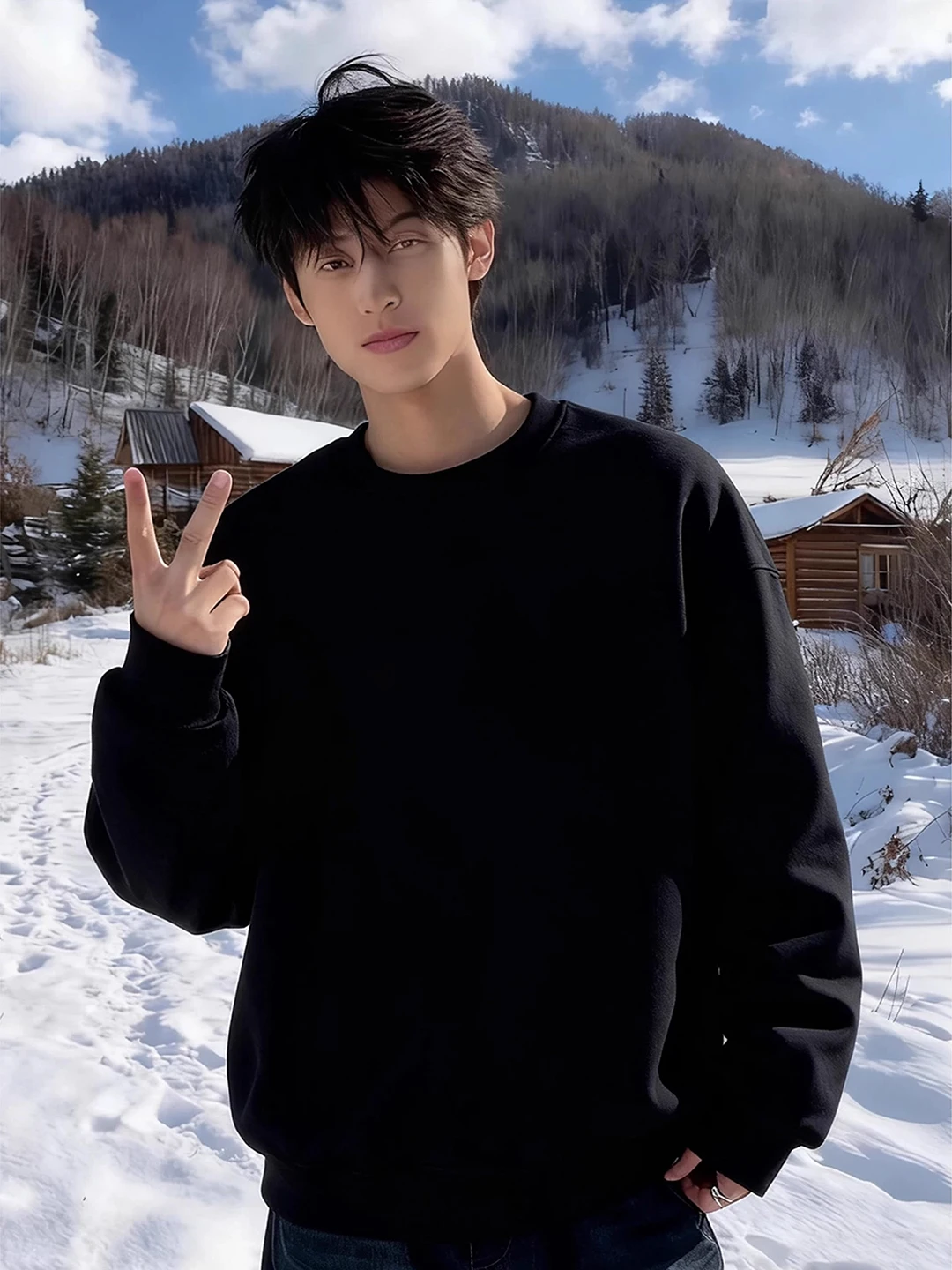 Black Fleece Lined Hoodless Sweatshirt Men's Winter Heavy Shoulder Long Sleeve T-Shirt American Style Base Layer Shirt
Black Fleece Lined Hoodless Sweatshirt Men's Winter Heavy Shoulder Long Sleeve T-Shirt American Style Base Layer Shirt