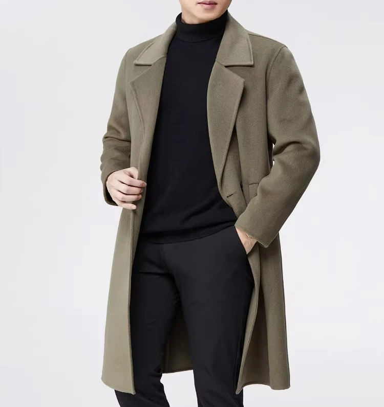 Двустороннее шерстяное пальто из 100% шерсти, мужское свободное и тонкое повседневное шерстяное пальто средней длины с лацканами
Двустороннее шерстяное пальто из 100% шерсти, мужское свободное и тонкое повседневное шерстяное пальто средней длины с лацканами