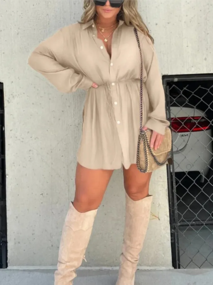 Fashion Solid Long Sleeve Shirts Jumpsuits For Women Casual Buttons Lace-up Jumpsuit Female Autumn Elegant Office Lady Overalls
Fashion Solid Long Sleeve Shirts Jumpsuits For Women Casual Buttons Lace-up Jumpsuit Female Autumn Elegant Office Lady Overalls