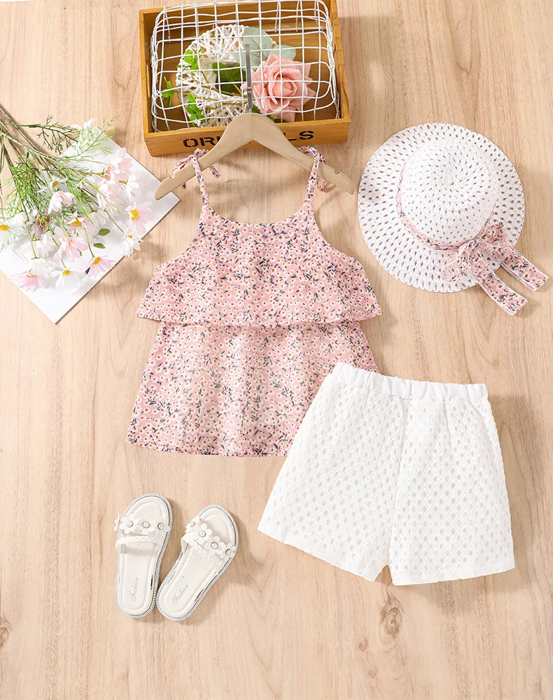 Two Pieces Of Girl's Set, Summer Sweet Suspender, Children's Fashion Cute Floral Set With Hat
Two Pieces Of Girl's Set, Summer Sweet Suspender, Children's Fashion Cute Floral Set With Hat