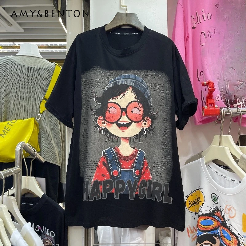 Cartoon Girl Printed T-Shirt For Women's 2025 Autumn New Korean Style Loose Slimming Youthful Casual Short Sleeved Top Pullovers
Cartoon Girl Printed T-Shirt For Women's 2025 Autumn New Korean Style Loose Slimming Youthful Casual Short Sleeved Top Pullovers