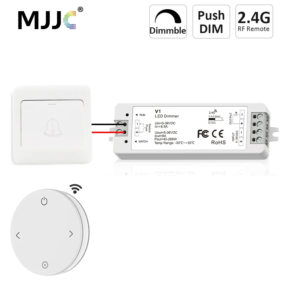 5V 12V 24V 36V V1 LED Dimmer 1CH 8A PWM Dimming Switch for 2835 5050 WW CW NW Strip Light RF 2.4G Wireless Mini Remote Control
5V 12V 24V 36V V1 LED Dimmer 1CH 8A PWM Dimming Switch for 2835 5050 WW CW NW Strip Light RF 2.4G Wireless Mini Remote Control
