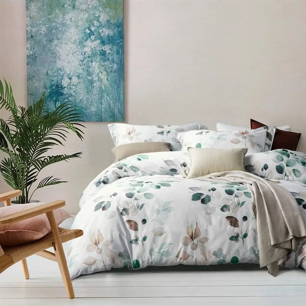 Ultra Soft 100% Long-Staple Cotton Duvet Cover Set, Teal Leaves Pattern Bedding 3pcs, Breathable Comforter Cover
Ultra Soft 100% Long-Staple Cotton Duvet Cover Set, Teal Leaves Pattern Bedding 3pcs, Breathable Comforter Cover