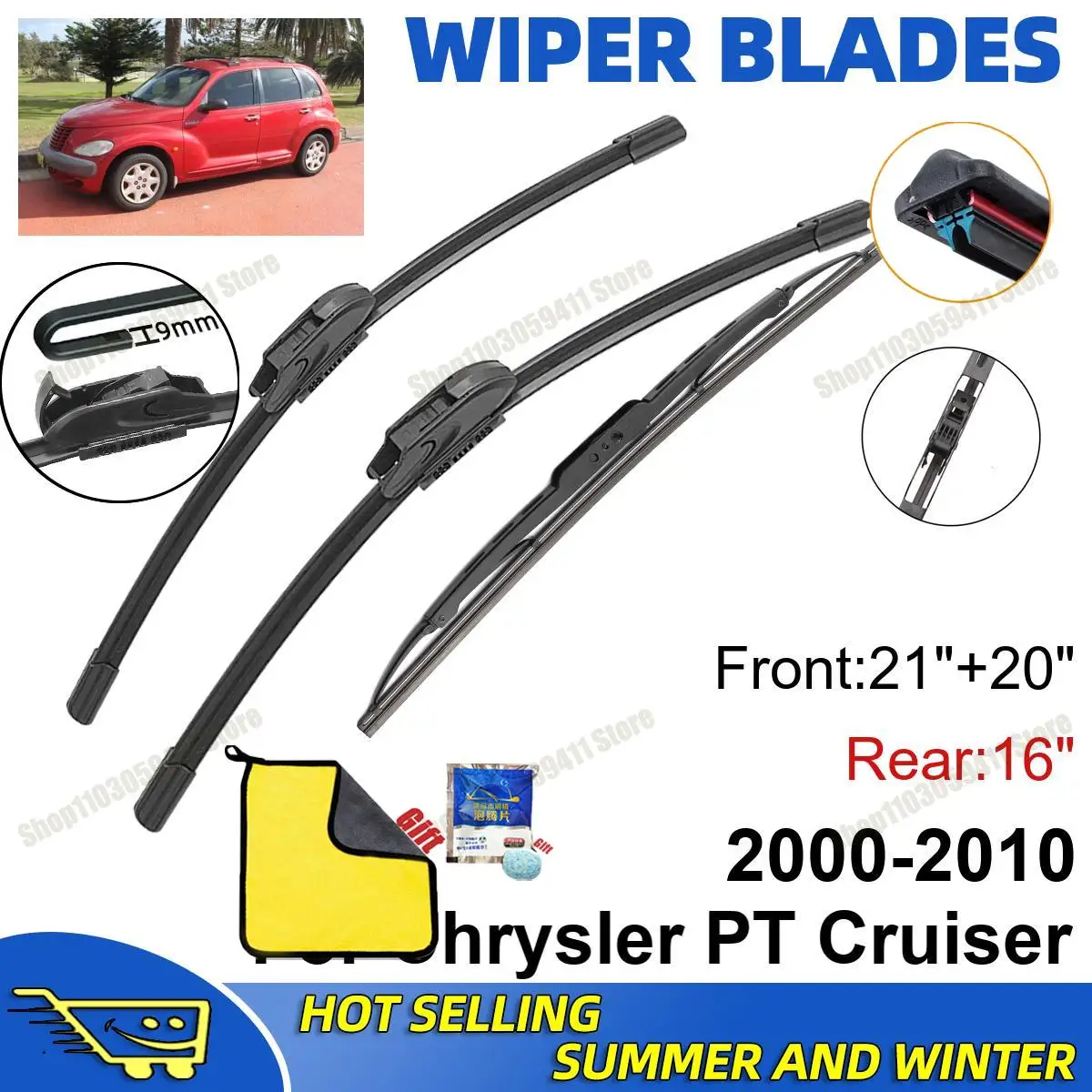 3PCS For Chrysler PT Cruiser 2000-2010 21" + 20"+ 16" Front Rear Wiper Blades Windshield Windscreen Window Cutter Accessories
3PCS For Chrysler PT Cruiser 2000-2010 21" + 20"+ 16" Front Rear Wiper Blades Windshield Windscreen Window Cutter Accessories