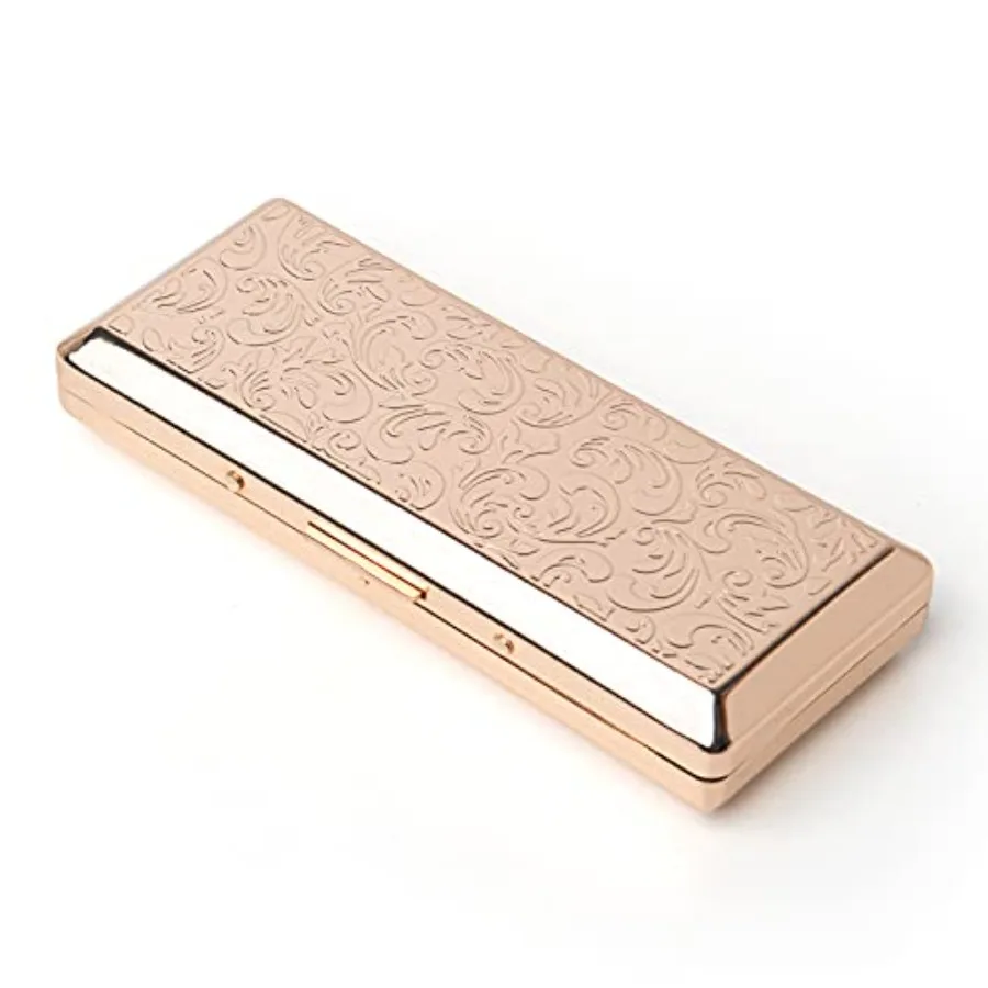 Metal Carry Cigarette Case, Double Sided Spring Clip, Holds 10 100mm Cigarettes Vines Gold
Metal Carry Cigarette Case, Double Sided Spring Clip, Holds 10 100mm Cigarettes Vines Gold