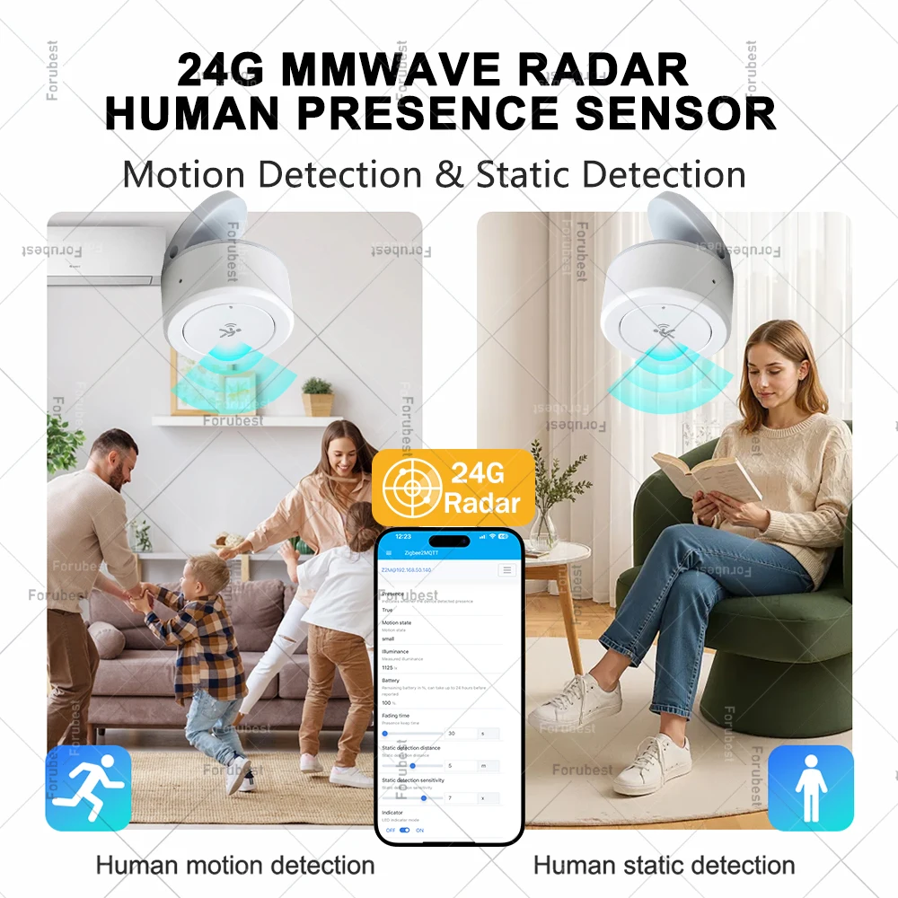 Zigbee 24G Mmwave Radar Presence Sensor Human Detector Lux Temp Humidity Motion/Static Detection For Tuya /Z2MQTT Home Assistant
Zigbee 24G Mmwave Radar Presence Sensor Human Detector Lux Temp Humidity Motion/Static Detection For Tuya /Z2MQTT Home Assistant