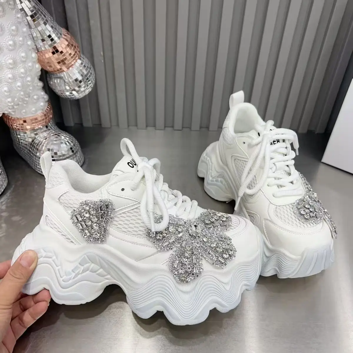 Women's Rhinestone Butterfly Platform Dad Shoes Mesh Upper Lace Up Thick Sole Height Increasing Casual Footwear Drop Shipping
Women's Rhinestone Butterfly Platform Dad Shoes Mesh Upper Lace Up Thick Sole Height Increasing Casual Footwear Drop Shipping