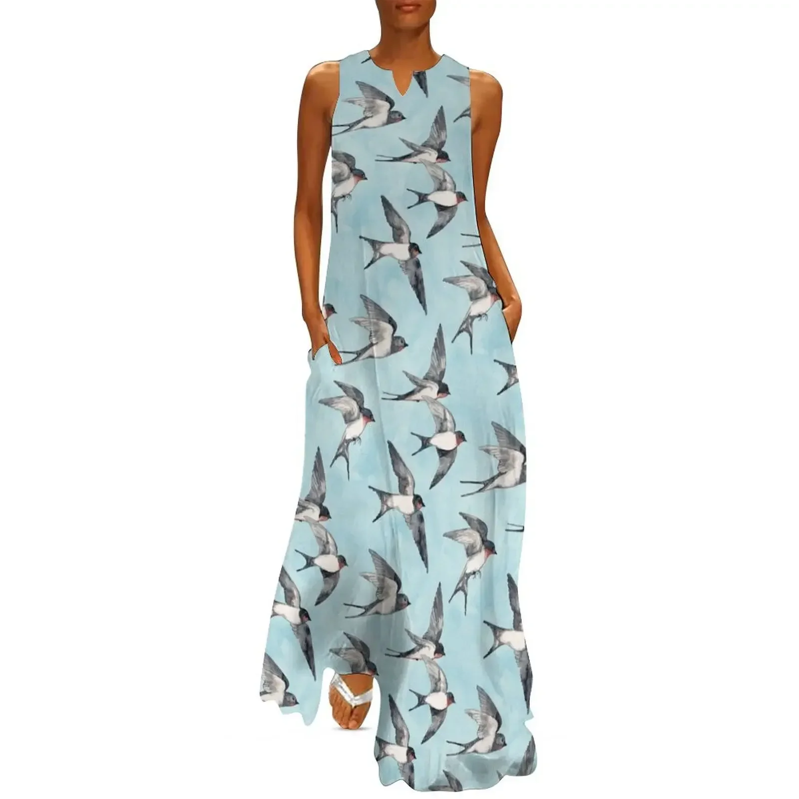 Blue Sky Swallow Flight Long Dress clothes for women women dresses party dresses women bandage dress Dress
Blue Sky Swallow Flight Long Dress clothes for women women dresses party dresses women bandage dress Dress