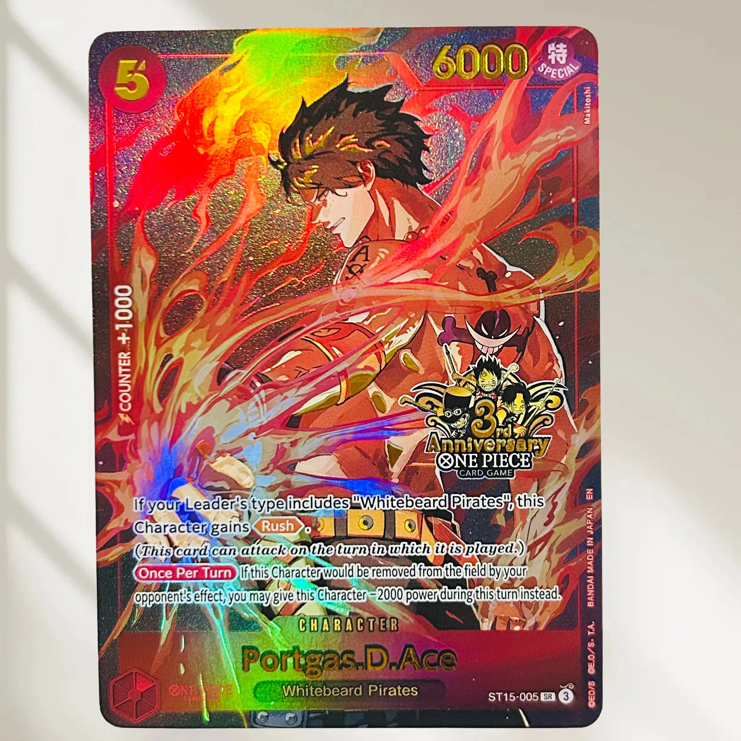 DIY One Piece Ace ST15-005 3rd Anniversary Holographic Texture Cards EN Version Perfect Condition Classic Anime Collectible TCG
DIY One Piece Ace ST15-005 3rd Anniversary Holographic Texture Cards EN Version Perfect Condition Classic Anime Collectible TCG