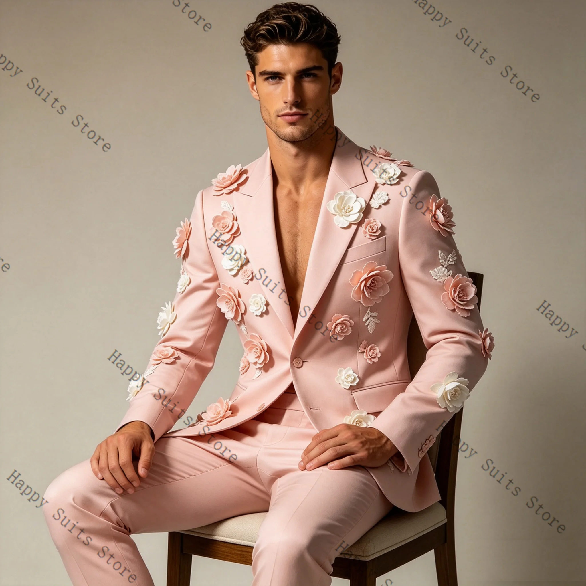 Pink 3D Flower Men Suit Set 2 Pcs Blazer+Pants Trousers Cotton Formal Office Coat Wedding Tuxedo Customized Jacket Outfit
Pink 3D Flower Men Suit Set 2 Pcs Blazer+Pants Trousers Cotton Formal Office Coat Wedding Tuxedo Customized Jacket Outfit