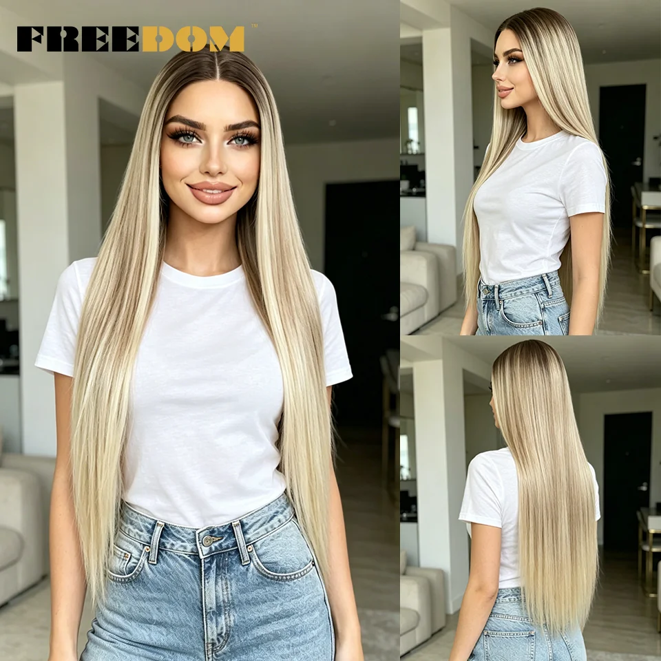 FREEDOM Straight Synthetic Lace Front Wigs For Women 30 Inch Omber Brown Blonde Lace Wig High Temperature Fiber Daily Use Wig
FREEDOM Straight Synthetic Lace Front Wigs For Women 30 Inch Omber Brown Blonde Lace Wig High Temperature Fiber Daily Use Wig