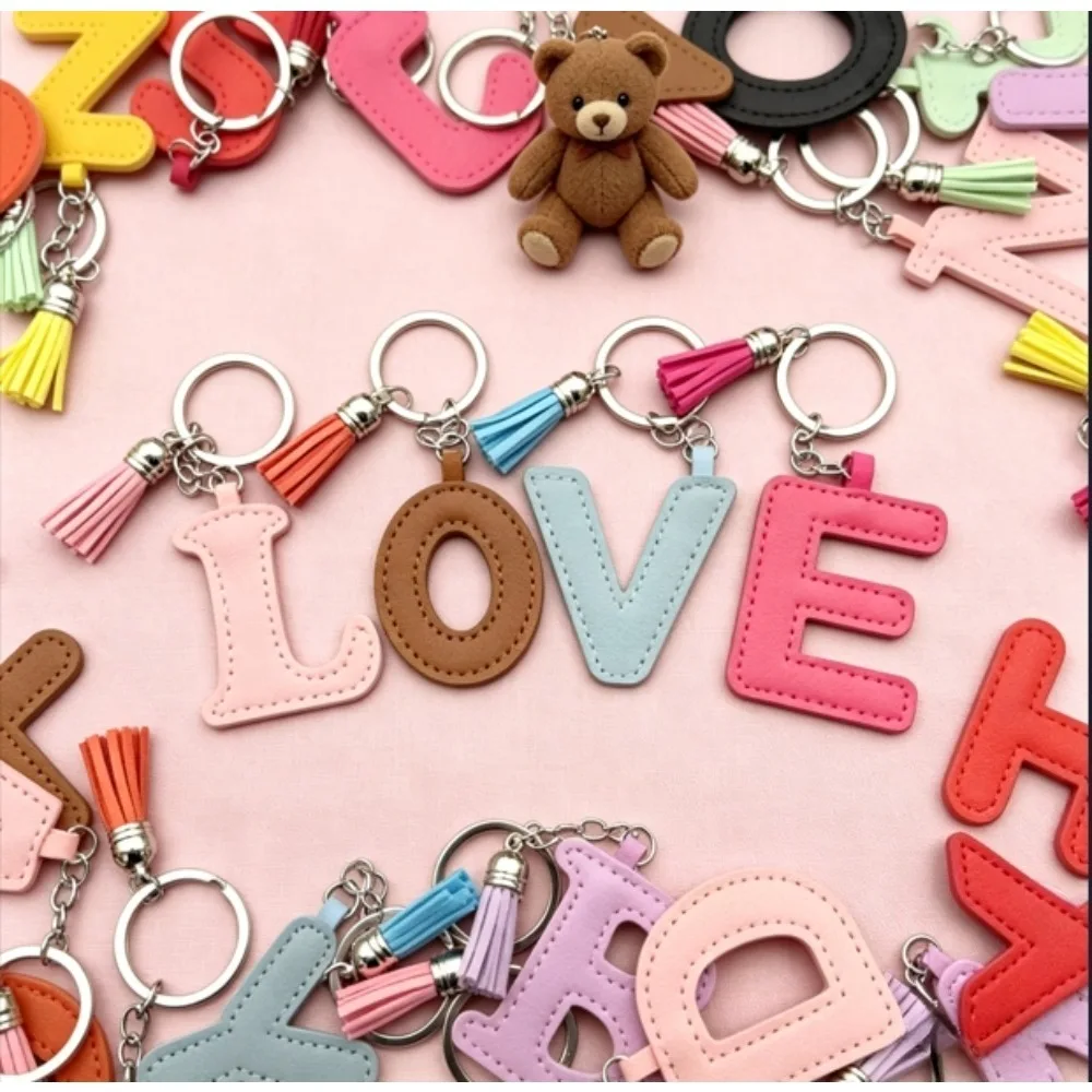Letter Keychain Simple Bag Pendant Cross-border Leather Accessory Cute Couple Fashion Colorful Keyring Car Women Decoration
Letter Keychain Simple Bag Pendant Cross-border Leather Accessory Cute Couple Fashion Colorful Keyring Car Women Decoration