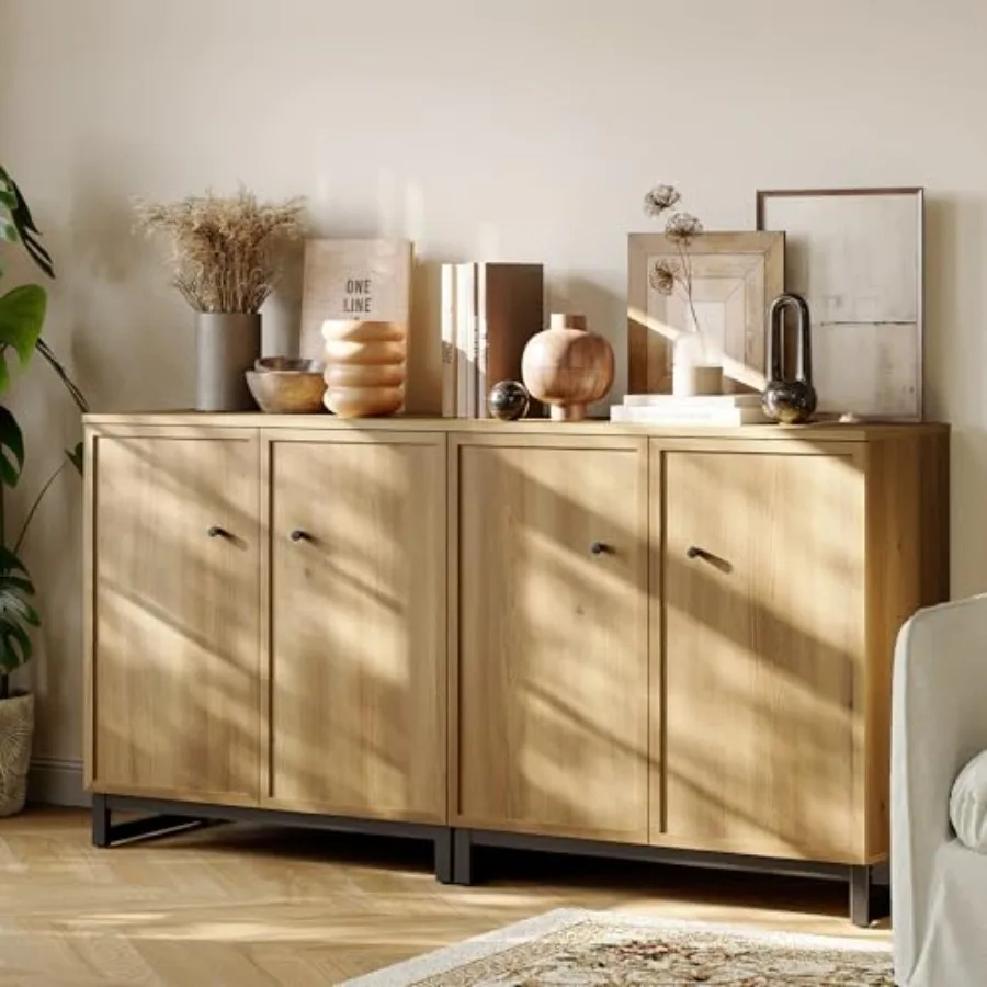 Rustic Storage Cabinet, Modern Farmhouse Set of 2 Buffet Accent Cabinet with 4-Door Design with Metal Frame Base for Dinnig Roo
Rustic Storage Cabinet, Modern Farmhouse Set of 2 Buffet Accent Cabinet with 4-Door Design with Metal Frame Base for Dinnig Roo