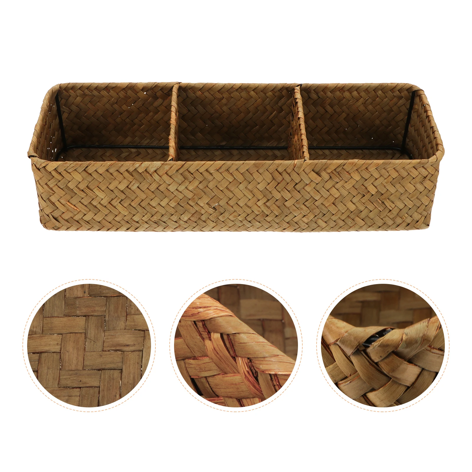 Storage Box 3 Compartments Woven Desk Organizer Compact Lightweight Straw Home Bins Container Storage Solution
Storage Box 3 Compartments Woven Desk Organizer Compact Lightweight Straw Home Bins Container Storage Solution