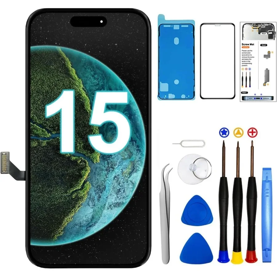 Комплект для замены экрана iPhone 15, 6,1-дюймовый ЖК-дисплей Full HD, дигитайзер сенсорного экрана 3D, полная сборка + инструменты для ремонта, модель
Комплект для замены экрана iPhone 15, 6,1-дюймовый ЖК-дисплей Full HD, дигитайзер сенсорного экрана 3D, полная сборка + инструменты для ремонта, модель