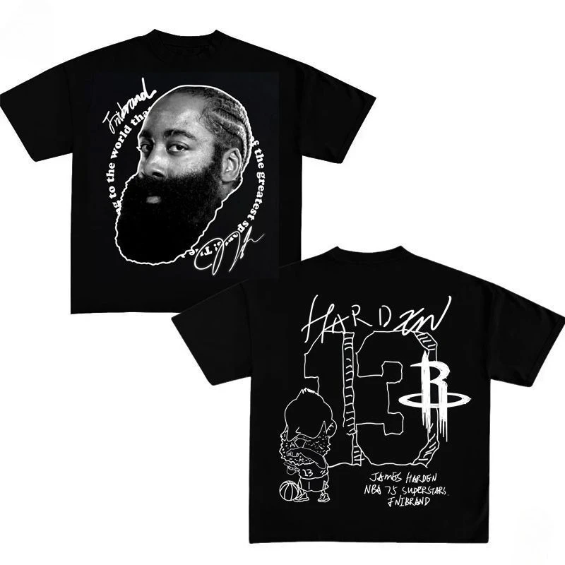 American Harden Big Head Hand-painted Printing Heavy Cotton Short-sleeved T-shirt Men's High Street Retro Basketball Half
American Harden Big Head Hand-painted Printing Heavy Cotton Short-sleeved T-shirt Men's High Street Retro Basketball Half