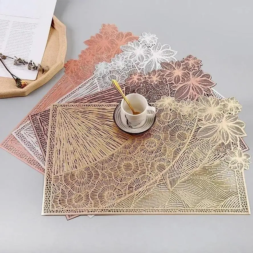 Rectangular Hollow Flower And Leaf Pattern PVC Dining Mat Light Luxury Home Kitchen And Restaurant Tabletop Decoration Products
Rectangular Hollow Flower And Leaf Pattern PVC Dining Mat Light Luxury Home Kitchen And Restaurant Tabletop Decoration Products