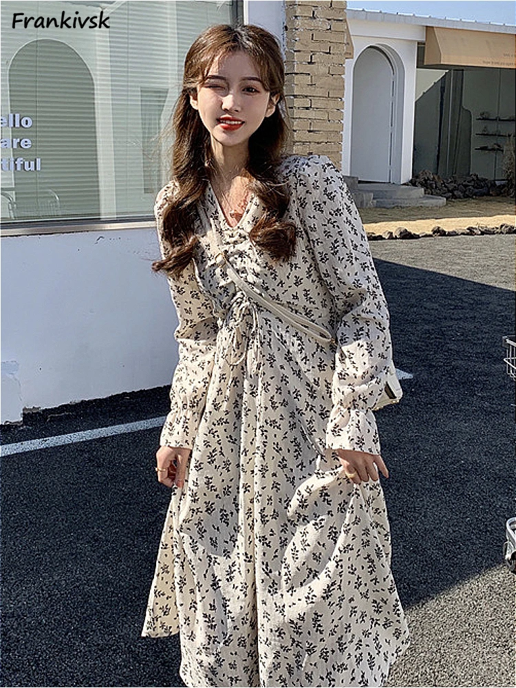 Dresses Women Floral French Folds Autumn V-neck Trendy Elegant Harajuku Leisure Streetwear Gentle Simple Students Chic Vestidos
Dresses Women Floral French Folds Autumn V-neck Trendy Elegant Harajuku Leisure Streetwear Gentle Simple Students Chic Vestidos
