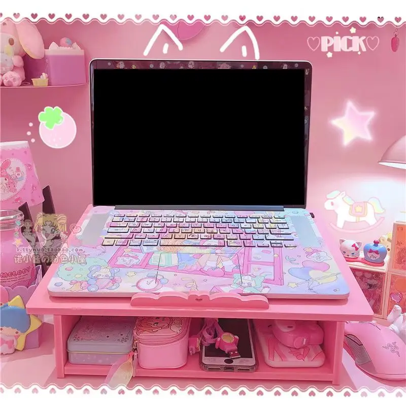 Pink Cute Monitor Stand Desktop Storage Wood Bracket Storage Box Laptop Desktop Computer Monitor Increase Rack Office Supplies
Pink Cute Monitor Stand Desktop Storage Wood Bracket Storage Box Laptop Desktop Computer Monitor Increase Rack Office Supplies