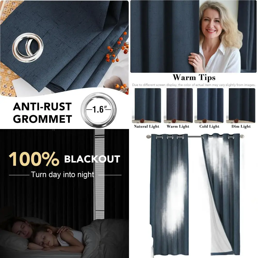 Темно-синие плотные шторы в стиле льна 108, термоизолированные, с белой подкладкой, комплект из 2 панелей
Темно-синие плотные шторы в стиле льна 108, термоизолированные, с белой подкладкой, комплект из 2 панелей